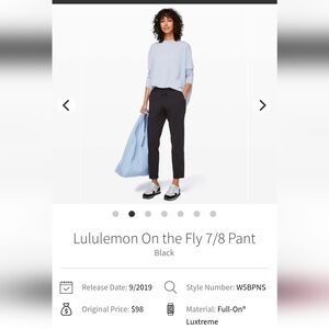 Lululemon On the Fly 7/8 Pant Sz 10 Black